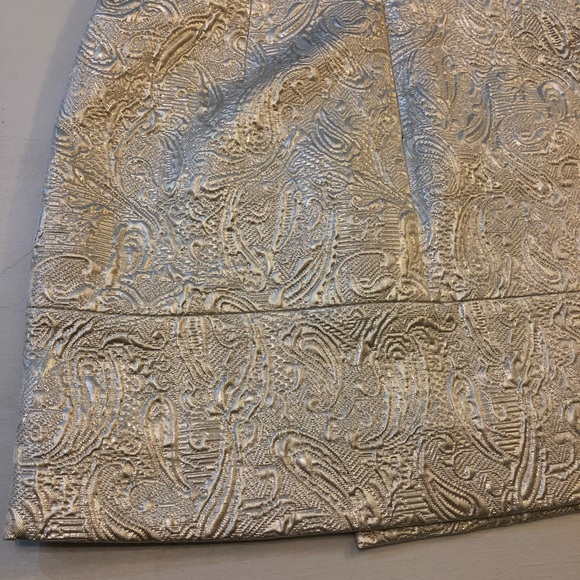 J. Crew Origami Skirt in Metallic Matelasse Mini Wrap Front - Cream Size 4, 8 - Picture 10 of 16